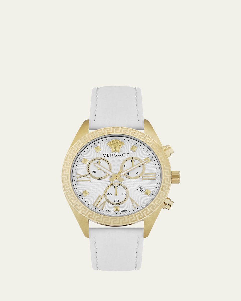 40mm Greca Chrono Watch with Leather Strap